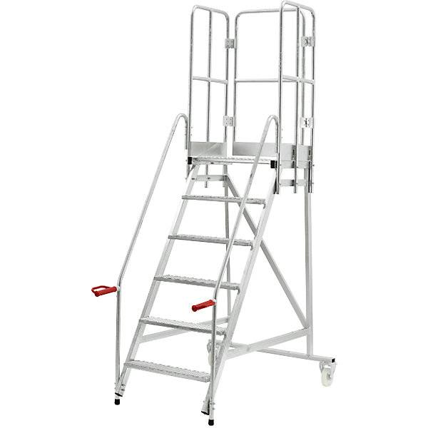 Mobile Podestleiter feuerverzinkt inkl. Türe 6 Stufen. TAKKT Industrial & Packaging GmbH 49966649-0