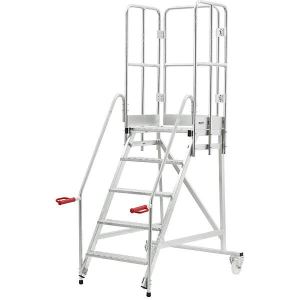Mobile Podestleiter feuerverzinkt inkl. Türe 5 Stufen. TAKKT Industrial & Packaging GmbH 49966749-0
