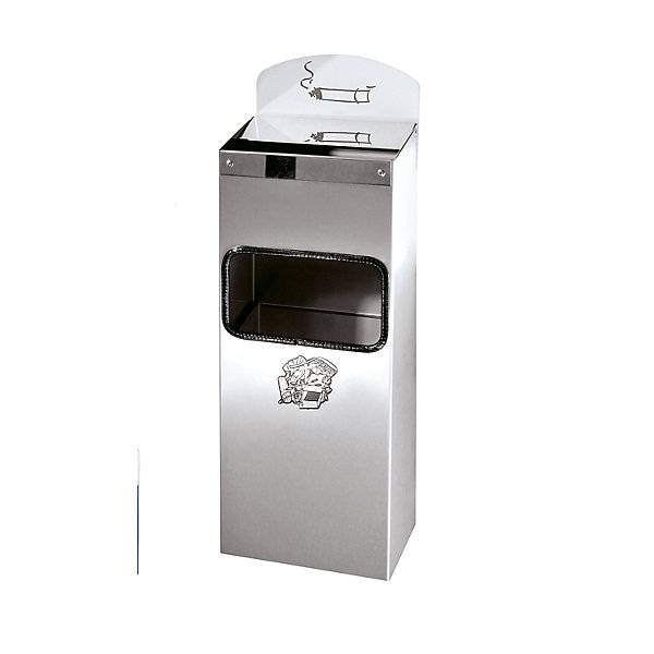 Kombi-Wandascher mit Abfalleineinwurf HxBxT 505 x 200 x 125 mm Edelstahl rostfrei. VAR GmbH 50755249