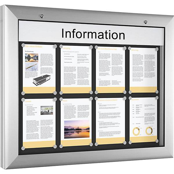 Schaukasten für Innen- und Außenbereich Querformat für DIN A1 Türöffnung 180° nach unten. Schaar-Design