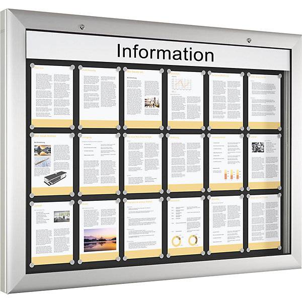 Schaukasten für Innen- und Außenbereich Querformat für DIN A0 Türöffnung 180° nach unten. Schaar-Design