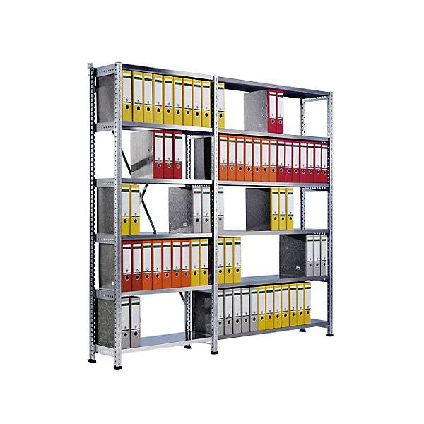 Ordner- und Archiv-Steckregal verzinkt Höhe 3000 mm einseitig Boden-BxT 1000 x 300 mm Anbaufeld. Scholz-1
