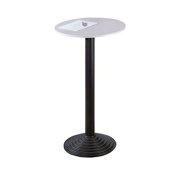 Bistrotisch mit Gusseisenfuß 1 Tischplatte lichtgrau Säule schwarz. SODEMATUB NAUDIN 52206049
