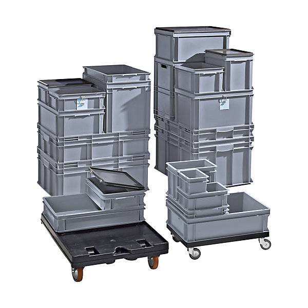 Euro-Stapelbehälter aus Polypropylen (PP) Traglast 20 kg silbergrau Volumen 90 l Außenhöhe 220 mm VE 2 Stk.-1