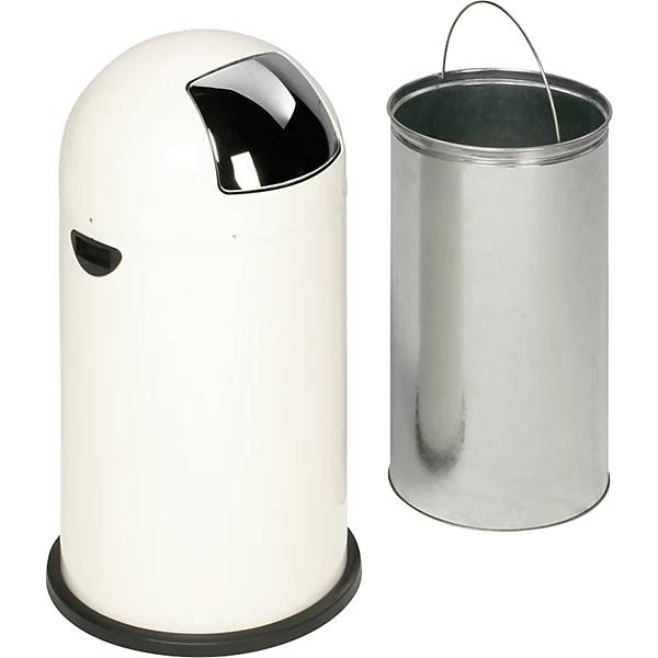 Mülleimer mit Einwurfklappe - 40 l - verkehrsweiß-1