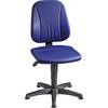 Arbeitsdrehstuhl Unitec mit Gasfeder-Höhenverstellung Kunstlederbezug blau mit Bodengleitern.