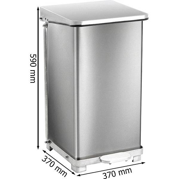 Industrie-Treteimer Edelstahl Volumen 45 l HxBxT 590 x 370 x 370 mm. Vepa Bins Groothandel B.V. 52121049-1