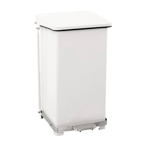 Industrie-Treteimer Stahlblech weiß RAL 9016 Volumen 45 l HxBxT 590 x 370 x 370 mm. Vepa Bins Groothandel