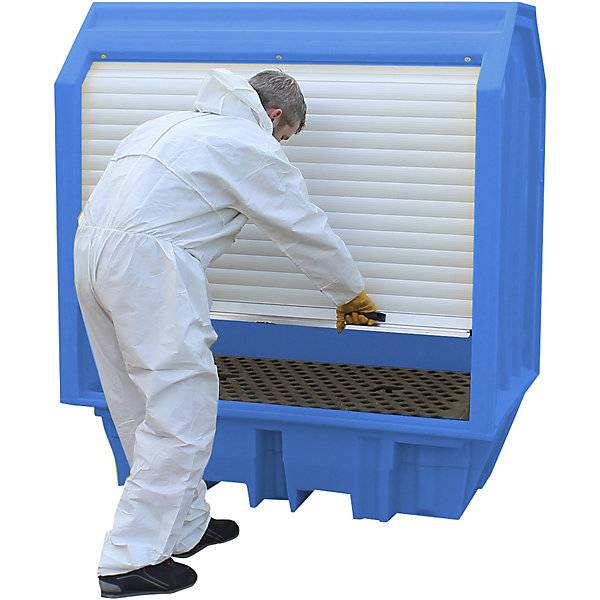PE-Gefahrstoffdepot mit Jalousie für 2 x 200-l-Fässer Auffangvolumen 230 l. TAKKT Industrial & Packaging GmbH-2