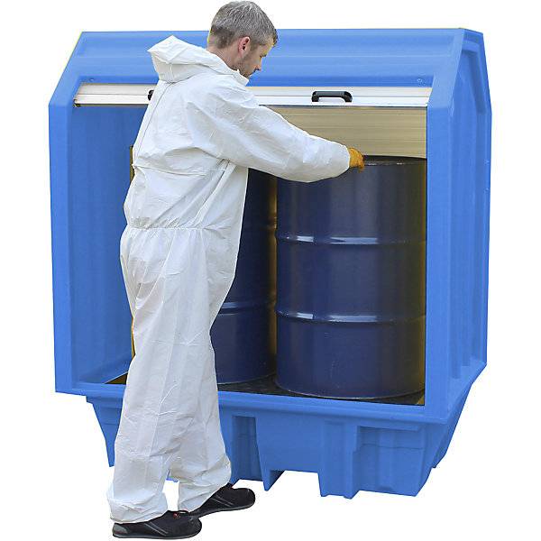 PE-Gefahrstoffdepot mit Jalousie für 2 x 200-l-Fässer Auffangvolumen 230 l. TAKKT Industrial & Packaging GmbH-3