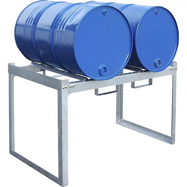 Fass- und Kleingebinderegal BxTxH 1310 x 800 x 780 mm für 2 x 200-l-Fässer. TAKKT Industrial & Packaging GmbH-1