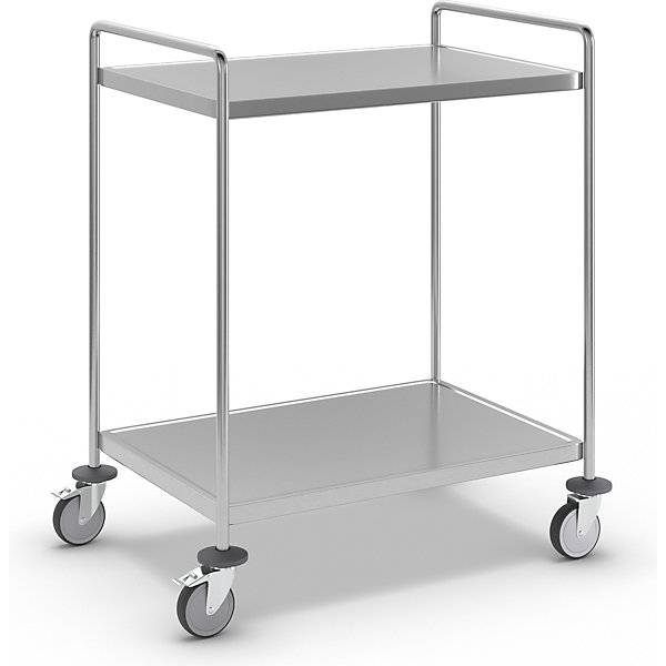 Kongamek Edelstahl- Tischwagen vollständig geschweißt mit Schiebegriffen, 2 Ladeflächen 800x550mm-0