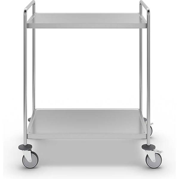 Kongamek Edelstahl- Tischwagen vollständig geschweißt mit Schiebegriffen, 2 Ladeflächen 800x550mm-2