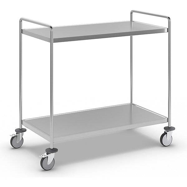 Kongamek Edelstahl- Tischwagen vollständig geschweißt mit Schiebegriffen, 2 Ladeflächen 1050x550m-0