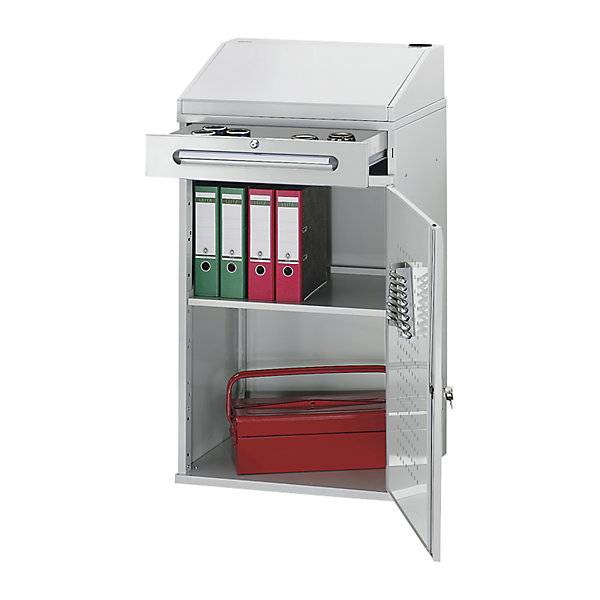 Industrie-Stehpult mit 1 Schublade über dem Schrank Breite 650 mm lichtgrau. Rau GmbH 52301549-0