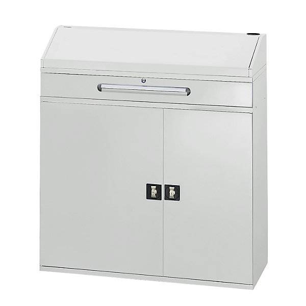 Industrie-Stehpult mit 1 Schublade über dem Schrank Breite 1100 mm lichtgrau. Rau GmbH 52301949-0