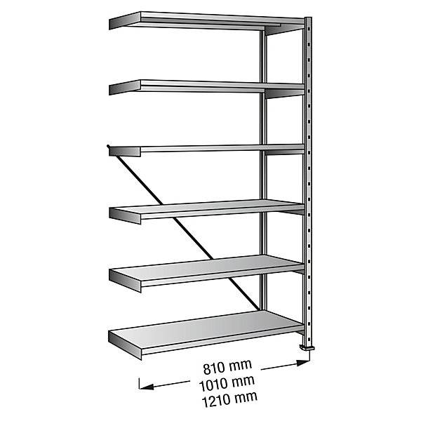 CLEANA-Steckregal Anbauregal Bodenbreite 1200 mm 6 Böden Bodentiefe 700 mm Fachlast 210 kg. Scholz-0
