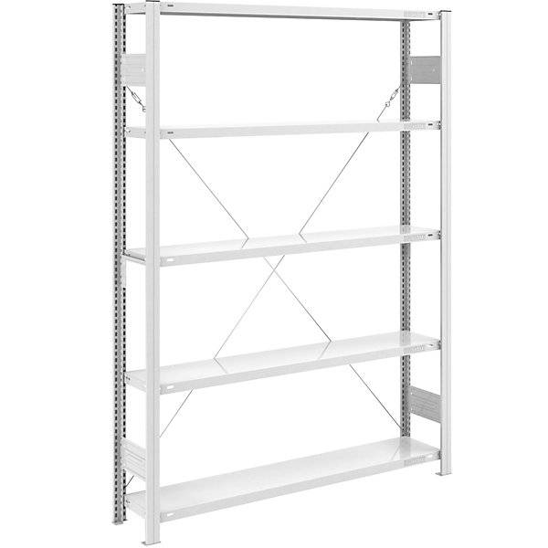 Schwerlast-Steckregal einseitig HxBxT 2000 x 1300 x 300 mm grau Grundregal. TAKKT Industrial & Packaging GmbH-0