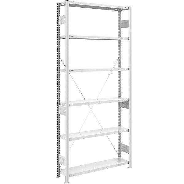 Schwerlast-Steckregal einseitig HxBxT 2500 x 1000 x 300 mm grau Grundregal. TAKKT Industrial & Packaging GmbH-0