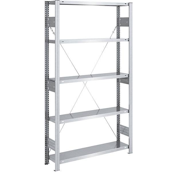 Schwerlast-Steckregal einseitig HxBxT 2000 x 1000 x 300 mm verzinkt Grundregal. TAKKT Industrial & Packaging
