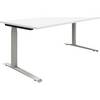 P12 - Schreibtisch weiß / alusilber C-Fuß-Gestell elektrisch höhenverstellbar BxT 1600 x 900 mm. TAKKT