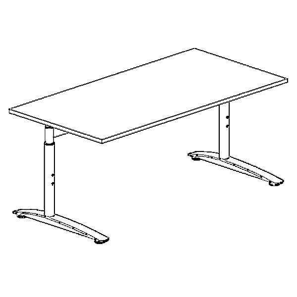 P12 - Schreibtisch weiß / alusilber C-Fuß-Gestell elektrisch höhenverstellbar BxT 2000 x 900 mm. TAKKT-1