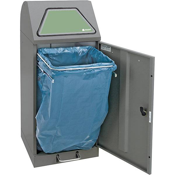 Wertstoffsammler mit Pedal mit Abfallsackhalterung Volumen 75 l graualu/Struktur. Stumpf Metall GmbH 52127949-2