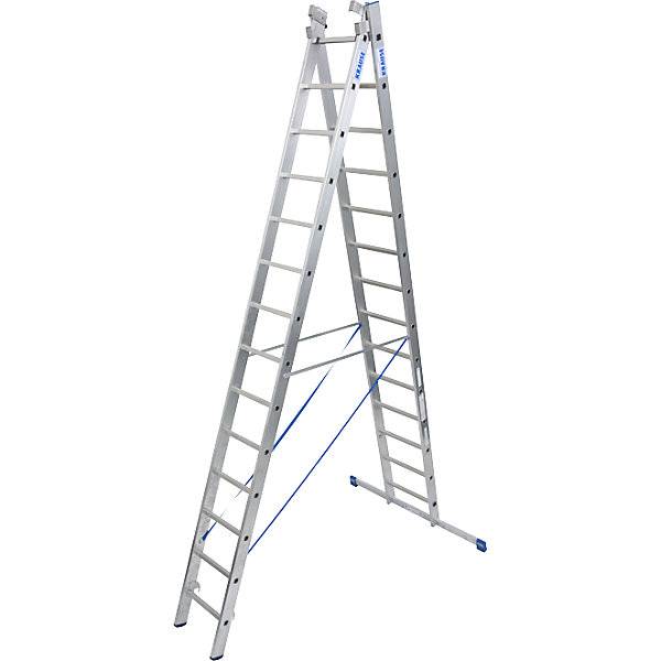 Vielzweckleiter 3-teilig mit herausnehmbarem Leiterteil 3 x 14 Sprossen. Krause-Werk GmbH & CO. KG 52664349-2
