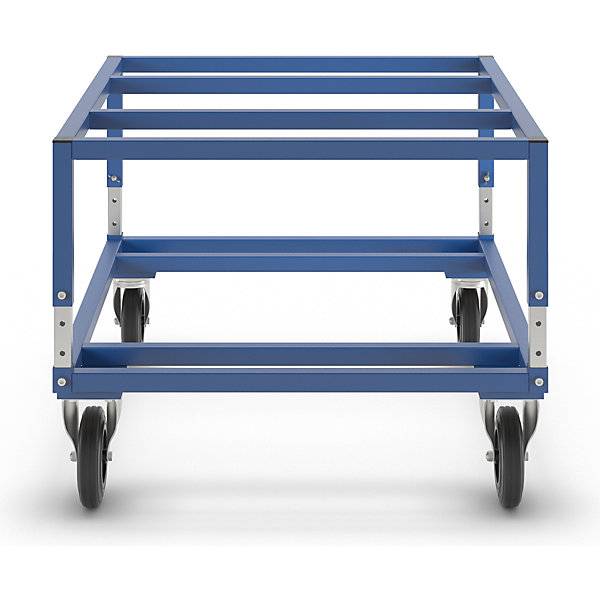 Paletten-Fahrgestell KM222 LxBxH 1200 x 1000 x 655 - 830 mm blau 2 Lenk- und 2 Bockrollen. KONGAMEK AB-1