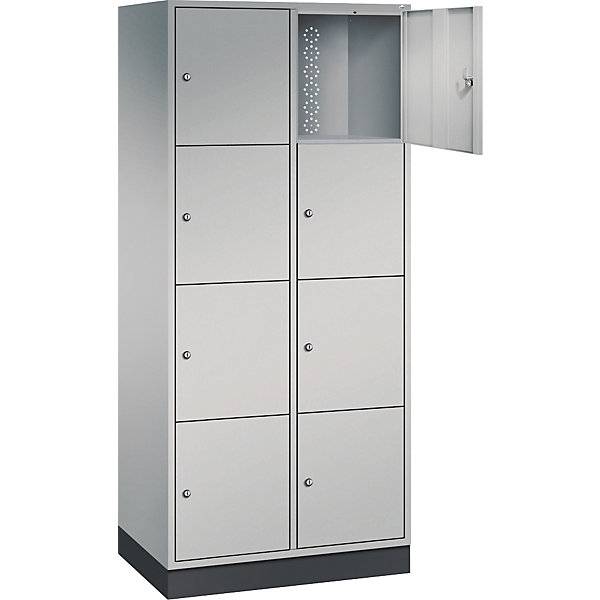 4er-Schließfachschrank Intro 2 Abteile weißaluminium BxT 820 x 500 mm. C+P 529953 49-1