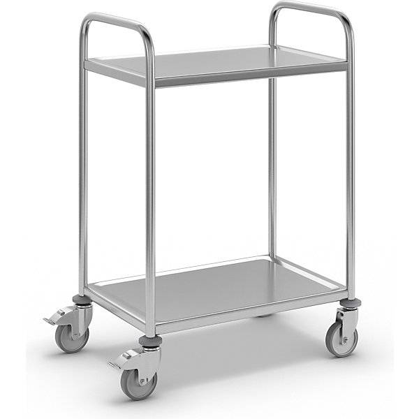Edelstahl-Servierwagen 2 Etagen verzinkte Rolle Reifen aus Gummi LxBxH 700 x 470 x 970 mm. Koehler GmbH-0