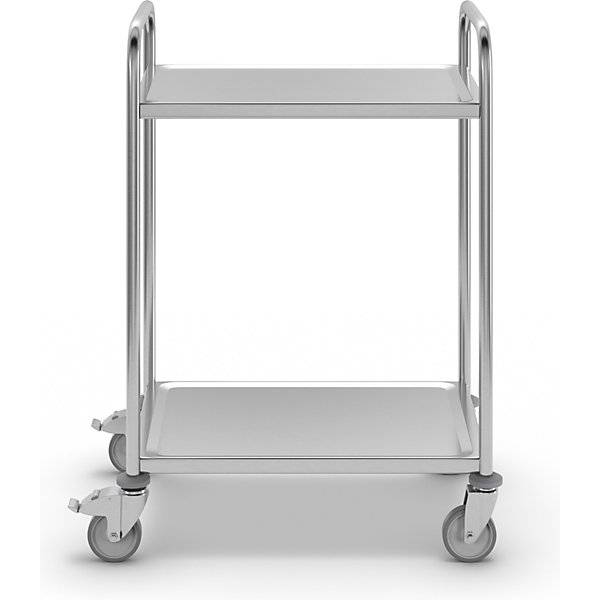 Edelstahl-Servierwagen 2 Etagen verzinkte Rolle Reifen aus Gummi LxBxH 700 x 470 x 970 mm. Koehler GmbH-1