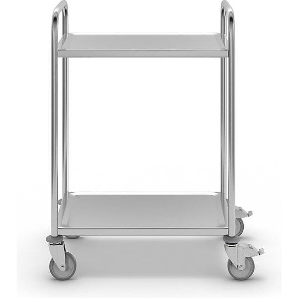 Edelstahl-Servierwagen 2 Etagen verzinkte Rolle Reifen aus Gummi LxBxH 700 x 470 x 970 mm. Koehler GmbH-3
