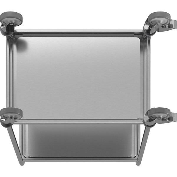 Edelstahl-Servierwagen 2 Etagen verzinkte Rolle Reifen aus Gummi LxBxH 700 x 470 x 970 mm. Koehler GmbH-4