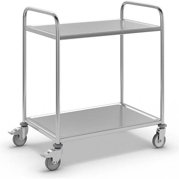 Edelstahl-Servierwagen 2 Etagen verzinkte Rolle Reifen aus Gummi LxBxH 870 x 570 x 970 mm. Koehler GmbH-0