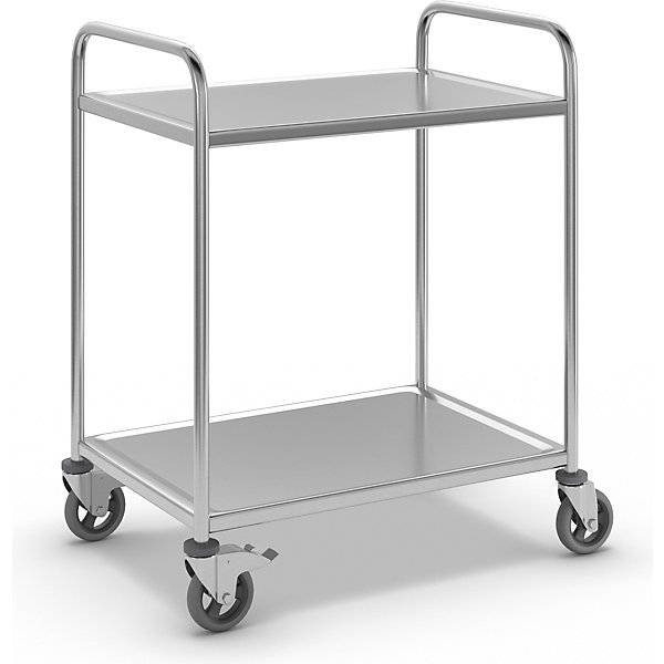 Edelstahl-Servierwagen 2 Etagen luftidentische Reifen LxBxH 870 x 570 x 970 mm. Koehler GmbH 53137349-0