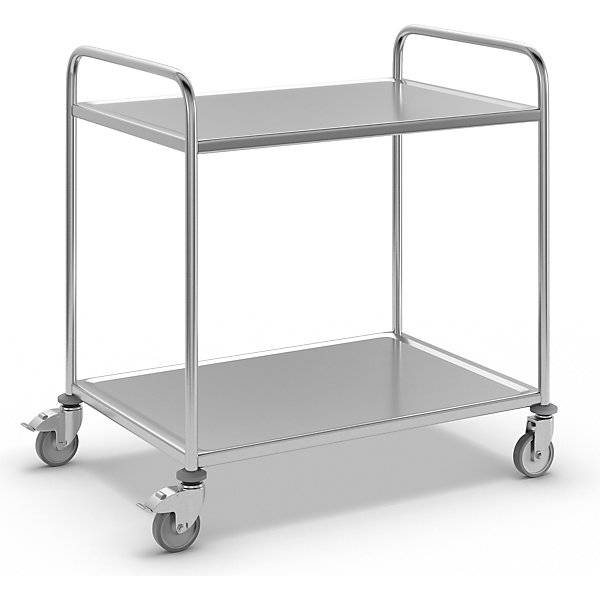 Edelstahl-Servierwagen 2 Etagen verzinkte Rolle Reifen aus Gummi LxBxH 1070 x 670 x 970 mm. Koehler GmbH-0