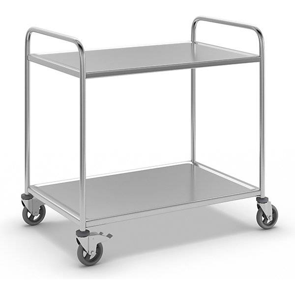Edelstahl-Servierwagen 2 Etagen luftidentische Reifen LxBxH 1070 x 670 x 970 mm. Koehler GmbH 53137649-0