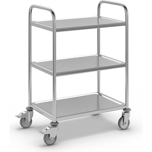 Edelstahl-Servierwagen 3 Etagen verzinkte Rolle Reifen aus Gummi LxBxH 700 x 470 x 970 mm. Koehler GmbH-0