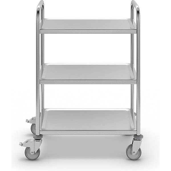 Edelstahl-Servierwagen 3 Etagen verzinkte Rolle Reifen aus Gummi LxBxH 700 x 470 x 970 mm. Koehler GmbH-1