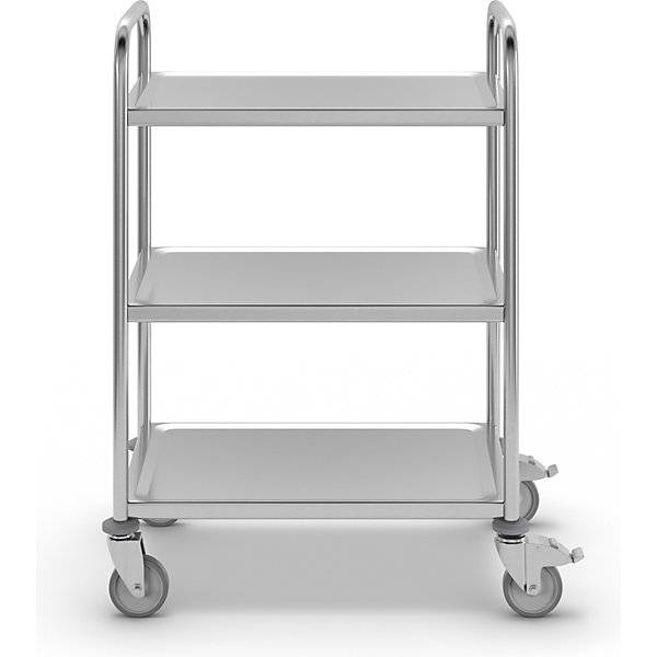 Edelstahl-Servierwagen 3 Etagen verzinkte Rolle Reifen aus Gummi LxBxH 700 x 470 x 970 mm. Koehler GmbH-2