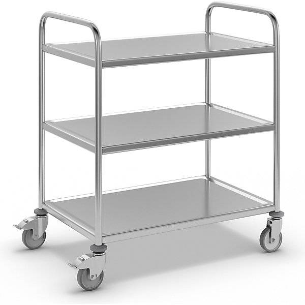 Edelstahl-Servierwagen 3 Etagen verzinkte Rolle Reifen aus Gummi LxBxH 870 x 570 x 970 mm. Koehler GmbH-0