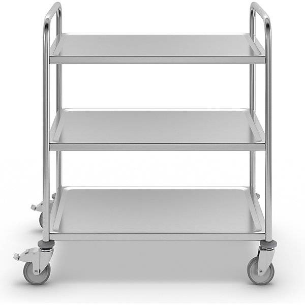 Edelstahl-Servierwagen 3 Etagen verzinkte Rolle Reifen aus Gummi LxBxH 870 x 570 x 970 mm. Koehler GmbH-1