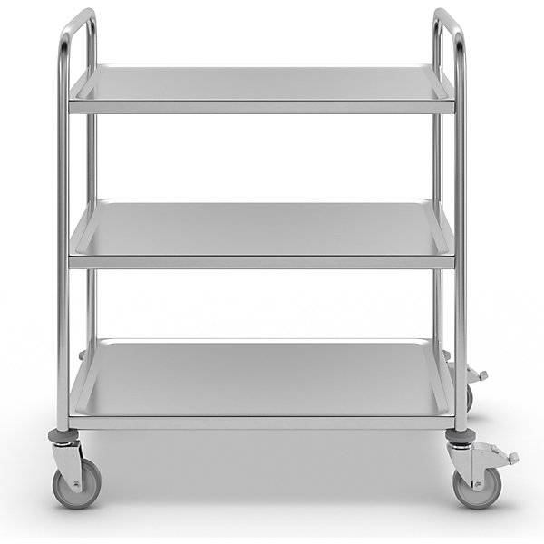 Edelstahl-Servierwagen 3 Etagen verzinkte Rolle Reifen aus Gummi LxBxH 870 x 570 x 970 mm. Koehler GmbH-2