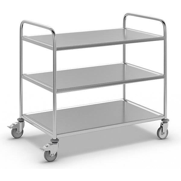 Edelstahl-Servierwagen 3 Etagen verzinkte Rolle Reifen aus Gummi LxBxH 1070 x 670 x 970 mm. Koehler GmbH-0