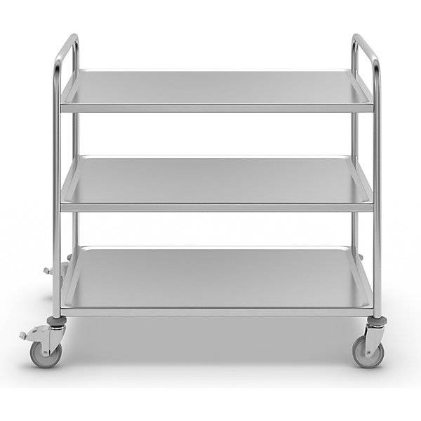 Edelstahl-Servierwagen 3 Etagen verzinkte Rolle Reifen aus Gummi LxBxH 1070 x 670 x 970 mm. Koehler GmbH-1
