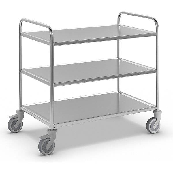 Edelstahl-Servierwagen 3 Etagen thermoplastische Gummibereifung LxBxH 1070 x 670 x 970 mm. Koehler GmbH-0