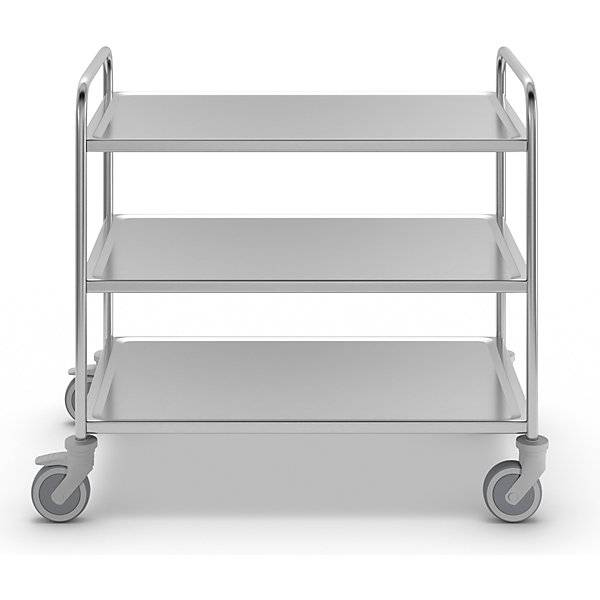Edelstahl-Servierwagen 3 Etagen thermoplastische Gummibereifung LxBxH 1070 x 670 x 970 mm. Koehler GmbH-1