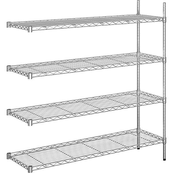 Stahldraht-Gitterregal verchromt Fachlast 100 kg BxT 1220 x 460 mm Anbauregal Höhe 1370 mm 4 Fachböden.-0