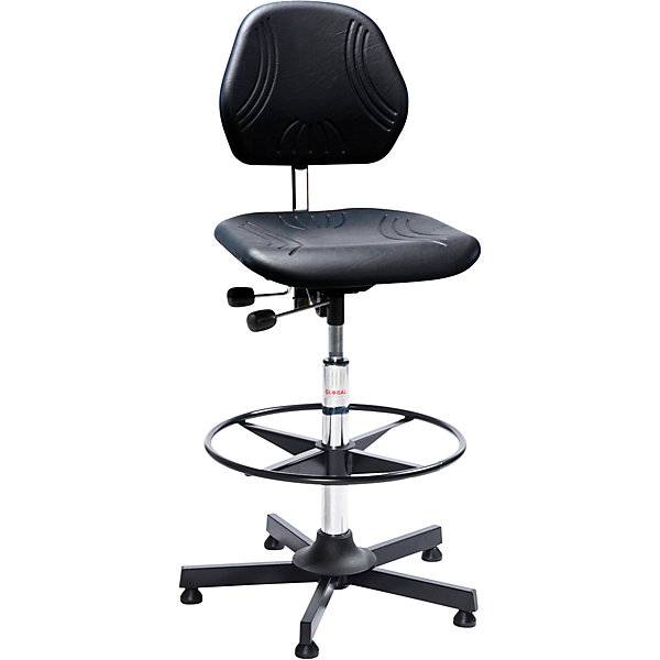 Arbeitsdrehstuhl COMFORT mit Gleitern und Fußring Höhenverstellbereich 640 - 900 mm. Global Stole A S